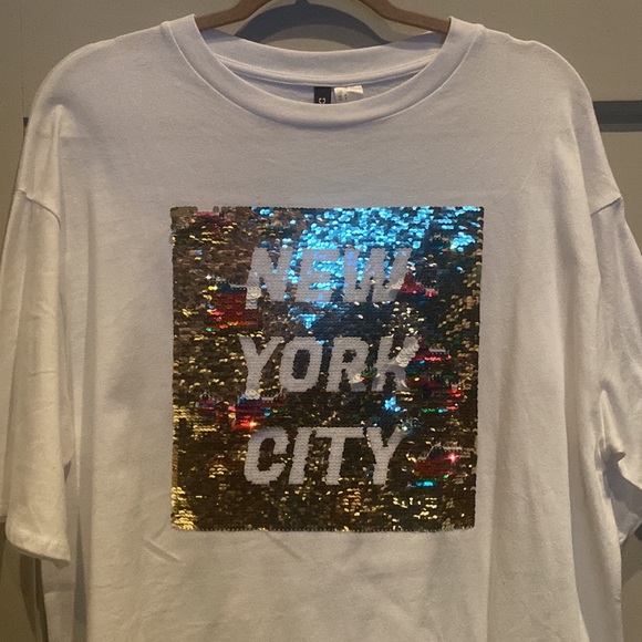 NWT White Oversized NYC T Shirt / Dress - Picture 2 of 7